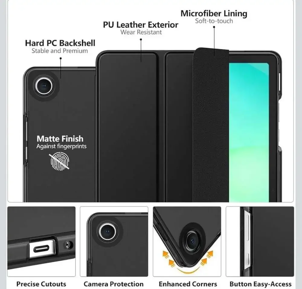 MoKo Slim Stand Case for Galaxy Tab A11 Plus / A9 Plus 11-Inch, Black